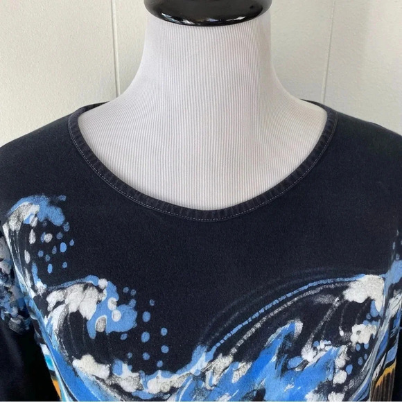 Woman’s Size XL Unbranded Art To Wear Abstract Tie Dye Colorful Waves Mountains - Picture 3 of 12